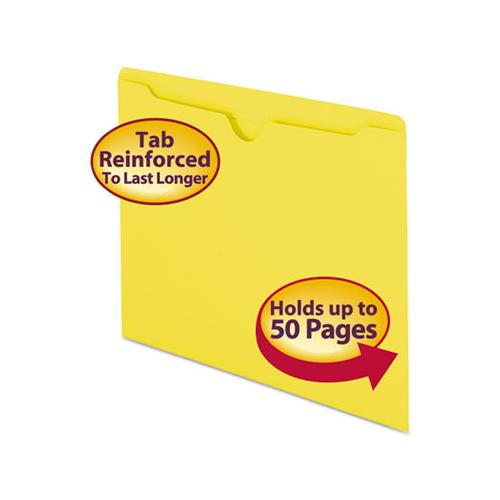 Colored File Jackets With Reinforced Double-ply Tab, Straight Tab, Letter Size, Yellow, 100-box