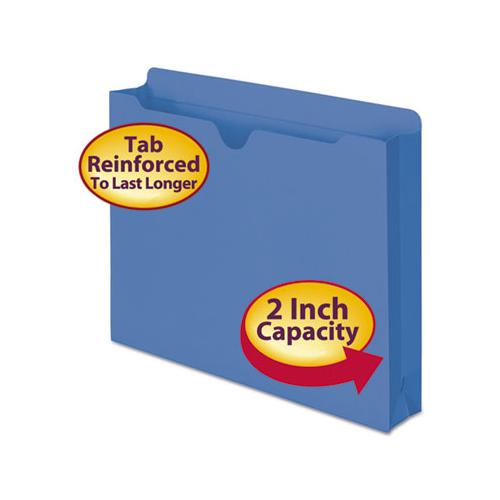 Colored File Jackets With Reinforced Double-ply Tab, Straight Tab, Letter Size, Blue, 50-box