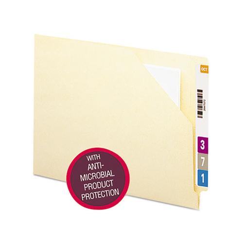 End Tab File Jacket With Antimicrobial Product Protection, Shelf-master Reinforced Straight Tab, Letter Size, Manila, 100-box