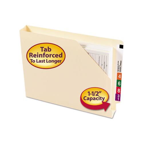 End Tab Jackets With Reinforced Tabs, Straight Tab, Letter Size, 14-pt Manila, 50-box