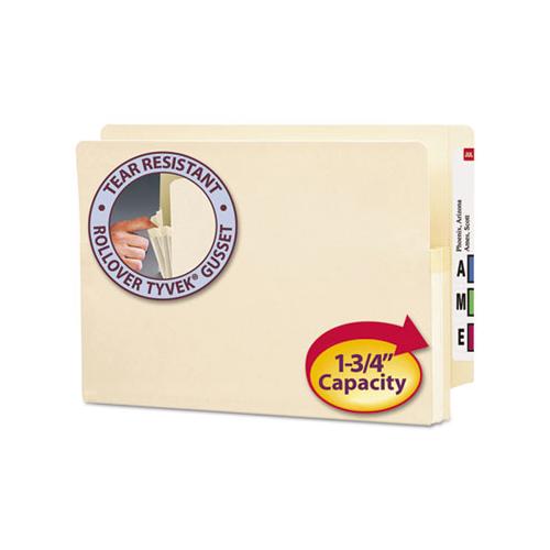 Manila End Tab File Pockets, 1.75" Expansion, Legal Size, Manila, 25-box