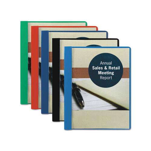 Poly Report Cover, Tang Clip, Letter, 1-2" Capacity, Clear-dark Blue, 25-box