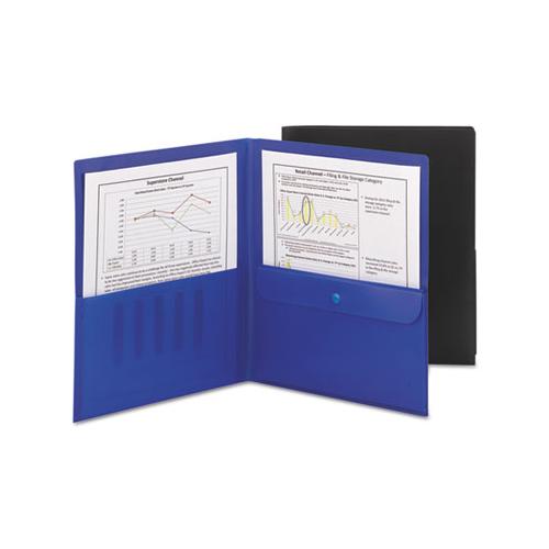 Poly Two-pocket Folder W-security Pocket, 11 X 8.5, Black, 5-pack