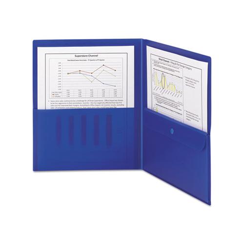 Poly Two-pocket Folder W-security Pocket, 11 X 8 1-2, Blue, 5-pack
