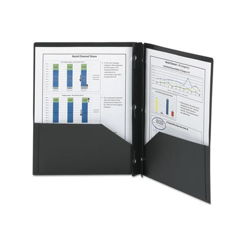 Poly Two-pocket Folder W-fasteners, 11 X 8.5, Black, 25-box