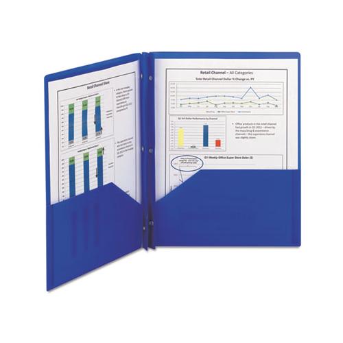 Poly Two-pocket Folder W-fasteners, 11 X 8 1-2, Blue, 25-box
