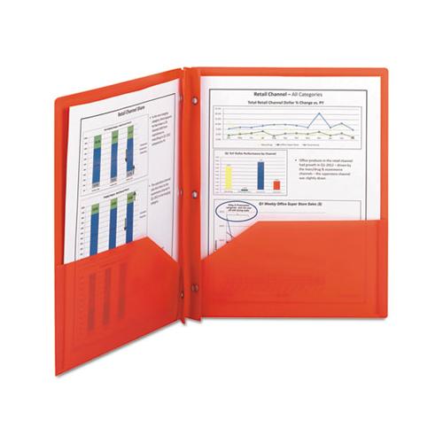 Poly Two-pocket Folder W-fasteners, 11 X 8 1-2, Red, 25-box