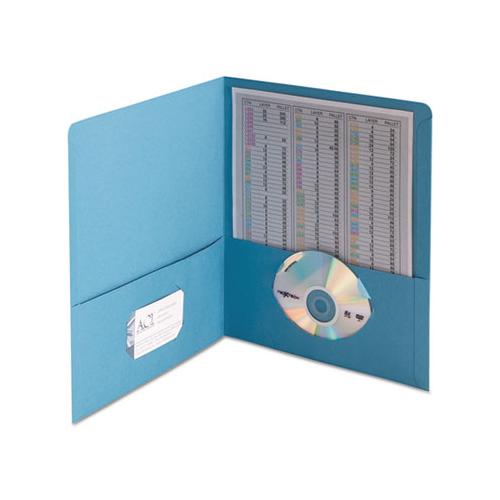 Two-pocket Folder, Embossed Leather Grain Paper, Blue, 25-box
