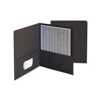 Two-pocket Folder, Textured Paper, Black, 25-box