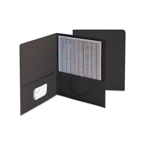 Two-pocket Folder, Textured Paper, Black, 25-box