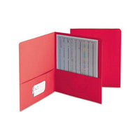 Two-pocket Folder, Textured Paper, Red, 25-box