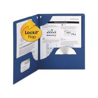 Lockit Two-pocket Folder, Textured Paper, 11 X 8 1-2, Dk Blue, 25-bx