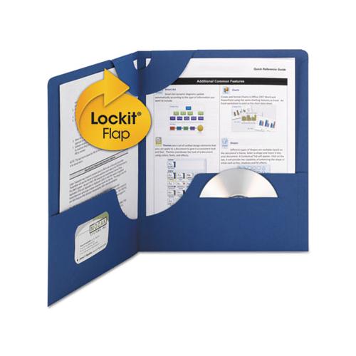 Lockit Two-pocket Folder, Textured Paper, 11 X 8 1-2, Dk Blue, 25-bx