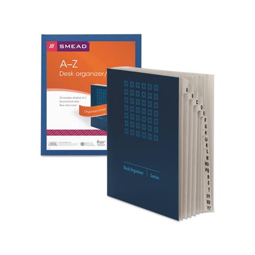 Deluxe Expandable Indexed Desk File-sorter, Reinforced Tabs, 20 Dividers, Alpha, Letter-size, Dark Blue Cover