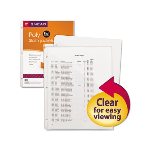 Organized Up Poly Slash Jackets, 2-sections, Letter Size, Clear, 5-pack