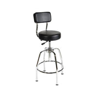 Heavy-duty Shop Stool, 34" Seat Height, Supports Up To 300 Lbs., Black Seat-black Back, Chrome Base