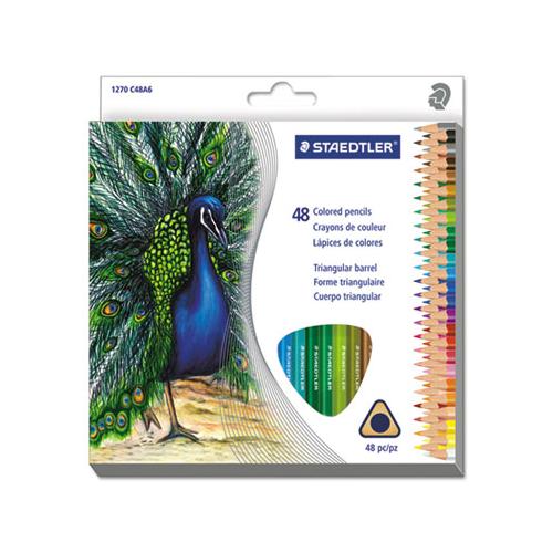 Triangular Colored Pencil Set, 2.9 Mm, H (#3), Assorted Lead-barrel Colors, 48-pack