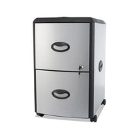 Two-drawer Mobile Filing Cabinet, Metal Siding, 19w X 15d X 23h, Silver-black