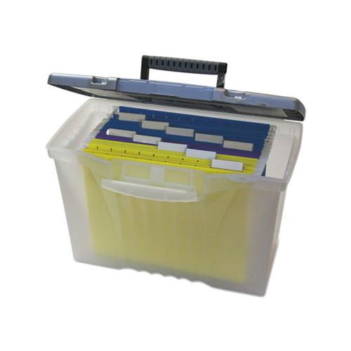 Portable Letter-legal Filebox With Organizer Lid, Letter-legal Files, 14.5" X 10.5" X 12", Clear-silver