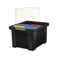 Plastic File Tote, Letter-legal Files, 18.5" X 14.25" X 10.88", Black-clear