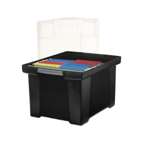 Plastic File Tote, Letter-legal Files, 18.5" X 14.25" X 10.88", Black-clear