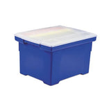 Plastic File Tote, Letter-legal Files, 18.5" X 14.25" X 10.88", Blue-clear