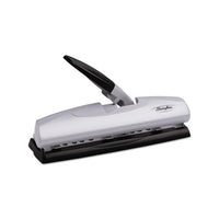 20-sheet Lighttouch Desktop Two-to-seven-hole Punch, 9-32" Holes, Silver-black