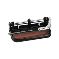 40-sheet Heavy-duty Lever Action 2-to-7-hole Punch, 11-32" Hole, Black-woodgrain