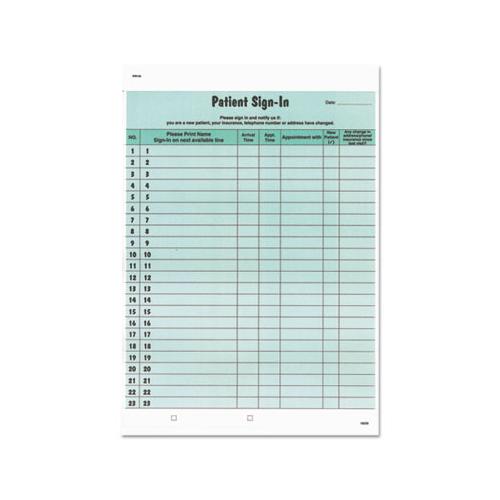 Patient Sign-in Label Forms, 8 1-2 X 11 5-8, 125 Sheets-pack, Green