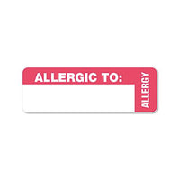 Medical Labels, Allergic To, 1 X 3, White, 500-roll