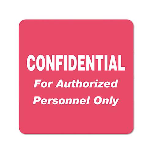 Hipaa Labels, Confidential For Authorized Personnel Only, 2 X 2, Red, 500-roll