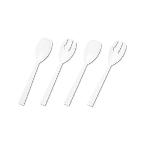 Table Set Plastic Serving Forks & Spoons, White, 24 Forks, 24 Spoons Per Pack