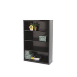 Metal Bookcase, Four-shelf, 34-1-2w X 13-1-2d X 52-1-2h, Black