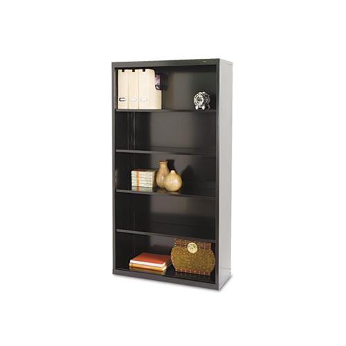 Metal Bookcase, Five-shelf, 34-1-2w X 13-1-2d X 66h, Black