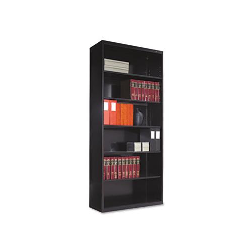 Metal Bookcase, Six-shelf, 34-1-2w X 13-1-2d X 78h, Black