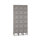 Box Compartments With Legs, Triple Stack, 36w X 18d X 78h, Medium Gray