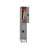 Double Tier Locker With Legs, Single Stack, 12w X 18d X 78h, Medium Gray