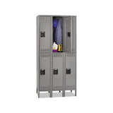 Double Tier Locker With Legs, Triple Stack, 36w X 18d X 78h, Medium Gray