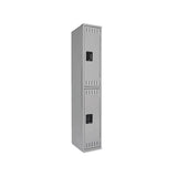 Double Tier Locker, Single Stack, 12w X 18d X 72h, Medium Gray