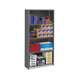 Closed Commercial Steel Shelving, Five-shelf, 36w X 12d X 75h, Medium Gray