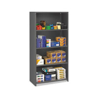 Closed Commercial Steel Shelving, Five-shelf, 36w X 18d X 75h, Medium Gray