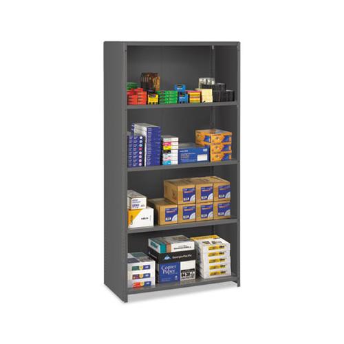 Closed Commercial Steel Shelving, Five-shelf, 36w X 18d X 75h, Medium Gray