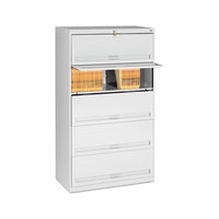 Closed Fixed Five-shelf Lateral File, 36w X 16.5d X 63.5h, Light Gray