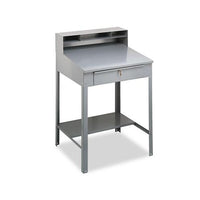 Open Steel Shop Desk, 34.5w X 29d X 53.75h, Medium Gray