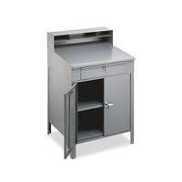 Steel Cabinet Shop Desk, 36w X 30d X 53.75h, Medium Gray