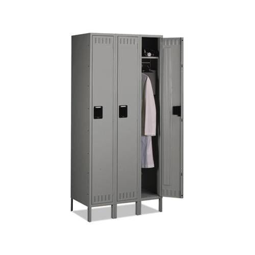 Single Tier Locker With Legs, Three Units, 36w X 18d X 78h, Medium Gray