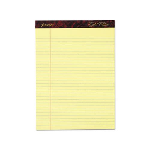 Gold Fibre Writing Pads, Wide-legal Rule, 8.5 X 11.75, Canary, 50 Sheets, Dozen