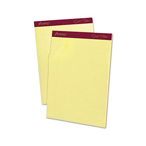 Gold Fibre Writing Pads, Narrow Rule, 8.5 X 11.75, Canary, 50 Sheets, Dozen