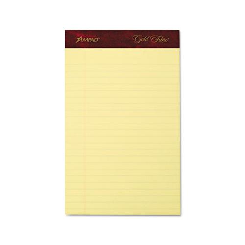 Gold Fibre Writing Pads, Narrow Rule, 5 X 8, Canary, 50 Sheets, 4-pack