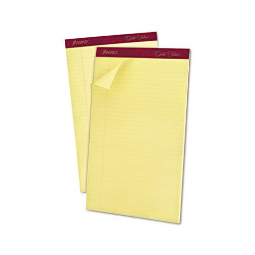 Gold Fibre Writing Pads, Wide-legal Rule, 8.5 X 14, Canary, 50 Sheets, Dozen